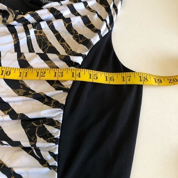 Frank Lyman Design Black & White Zebra Paneled Sleeveless Sheath Dress Size 14 - Picture 6 of 10